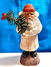 Vintage Inspired Primitive Folk Art Style Santa Claus Resin Figurine Ornament picture