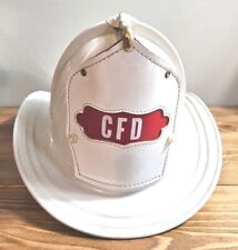 Cairns and Brothers Aluminum White CFD Leather Badge Firefighter Helmet picture