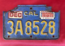 RARE California Blue Motorcycle License Plate 8x5 center CAL 1970 ONLY YEAR picture