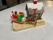Vtg Plastic Santa in Sleigh with house picture