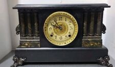 Antique E Ingraham 8 Day Mechanical 6 Pillar Mantle Clock Bell Strike & Chime picture