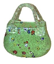 Exquisite Vintage Murano Style Millefiori Lime Green Blown Glass Purse Nice picture