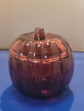 Holiday Lovely Small Amathyst Colored Glass Pumpkin Candy Dish picture