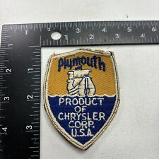 Vintage c 1960s Or Older PLYMOUTH PRODUCT OF CHRYSLER CORP Patch (Car Auto) 39R5 picture