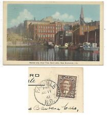 Postcard St John NB  Market Slip High Tide with 1941 Fairville NB Duplex Cancel picture