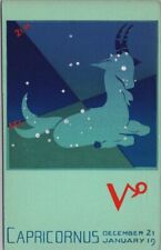 Vintage CAPRICORN Zodiac Birthday Greetings Postcard Sheehan Screen-Printed Card picture
