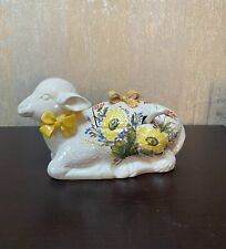 Smal Lamb Tureen ITALY, Italian Lamb Centerpiece, Ceramic Tureen with Yellow Bow picture