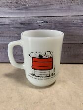Vintage Anchor Hocking  Snoopy Allergic to Mornings Milk Glass Coffee  Mug 1958 picture