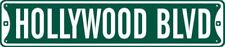 HOLLYWOOD BLVD STREET SIGN GARAGE WALL METAL 5X24 #016 GREEN picture