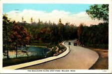 Vtg Malden Massachusetts MA The Boulevard Road Along Spot Pond Old View Postcard picture