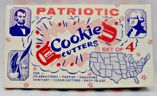Rare Vintage Patriotic Metal Cookie Cutters 4 pc set see description NOS New picture