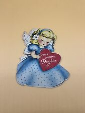 Vintage 20’s Folded Valentines Day Card - Girl Shaped - ‘For A Darling Daughter’ picture