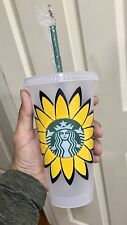 Personalized Starbucks Reusable Cold Cup with Flower Drink 24oz Venti picture