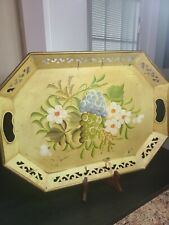 Vintage hand painted  metal Tole tray picture
