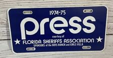 Vintage Press License Plate Courtesy of Florida Sheriffs Association 1974-75 picture
