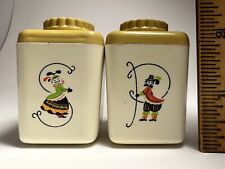 Vintage Mid Century Salt Pepper Shakers Set Provincial Ware Sterilite Yellow MCM picture