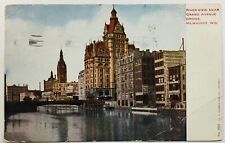 River View, Near Grand Avenue Bridge Postcard Milwaukee, WI PM 1924 picture