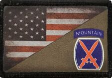 Full Color 10th Mountain Div USA Flag Morale Patch Tactical ARMY Hook Military  picture