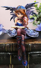 Ebros Blue Bookworm Fairy Shelf Sitter Figurine 4