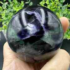 420g Natural Feather Fluorite Quartz Sphere Crystal Ball Reiki Healing Decor picture