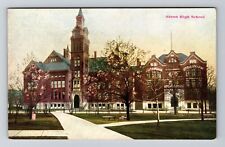 Akron OH-Ohio, High School Building, Exterior, Path, Vintage Postcard picture