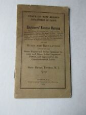 1919 State of New Jersey Dept. of Labor Engineers' License Bureau Rules Booklet picture
