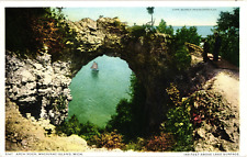 Aerial View Arch Rock Mackinac Island MI Unused Divided Postcard c1910s picture