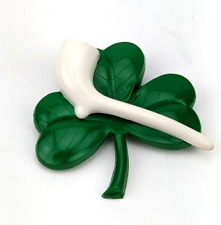St Patrick Vintage Green SHAMROCK PIPE 1950s Irish Pin Plastic 2