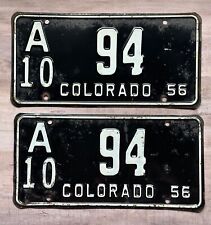 Colorado 1956 License Plates Pair A10 94 low 2 digit picture