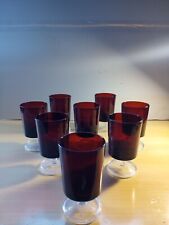 Vintage Luminarc Ruby Red Footed Wine Glasses. Set Of 8 5 1/4