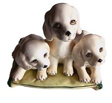 Italian Hand Painted Porcelain Puppy Trio Vintage  picture
