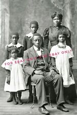 Vintage Old 1900's Photo reprint of African American Family Man Woman Girls Boys picture