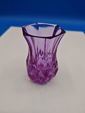 Vintage Neodymium Alexandrite Purple Glass Bud Vase Cristal D’Arques Small 3” picture
