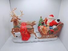 Vintage Christmas Delights Porcelain Santa With Sleigh Cracker Barrel 1990s picture