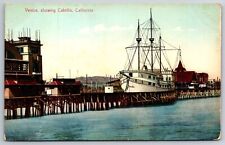 Cabrillo California~Venice Canal Showing Sail Ship~M Rieder Pub Vintage Postcard picture