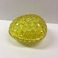 Vintage Glass Egg Diamond Cut Flash Paint Yellow 2 Piece picture