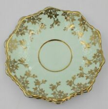 Paragon Saucer + Plate Set Vintage England Double Warrant Mint Green And Gold  picture