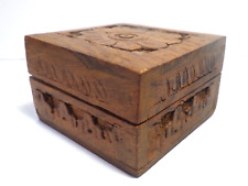 Vintage Small Carved Wood Trinket Box Made in India 3