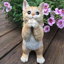 Realistic Orange Tabby Cat Playing Praying Garden Statue Figurine Home Decor picture