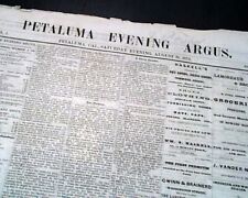 Rare PETALUMA Sonoma County California Old West 1872 Original Newspaper w/ Ads   picture