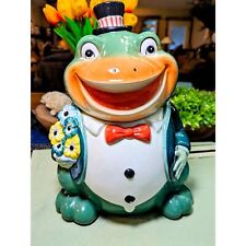 DEPARTMENT 56 DAPPER FROG COOKIE JAR KITSCH FROGGY picture