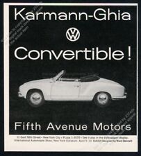 1958 VW Karmann-Ghia convertible photo unusual local NYC dealer vintage print ad picture