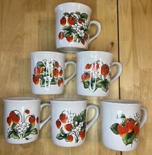 Vintage1970s Wild Strawberries Coffee Cup Japan Country Kitchen Set of 6 *PICS* picture