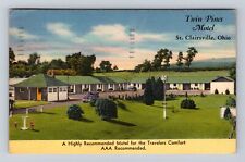 St Clairsville OH-Ohio, Twin Pines Motel, Advertising, Antique Vintage Postcard picture