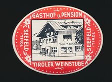Vintage Gasthof Pension Tiroler Weinstube Seefeld, Tirol, Austria Luggage Label picture