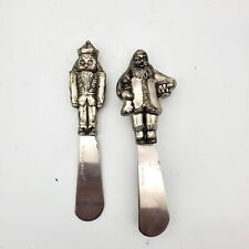 Vintage Set of Two Charcuterie knives Wallace Santa Clause Handle Holiday Party picture