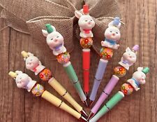 Handmade beaded pens. Adorable bunny Gifts, basket filler, party, journal, teen picture