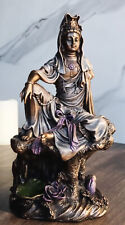 The Water And Moon Goddess Kuan Yin Bodhisattva Statue In Bronzed Resin 7