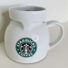 Starbucks Chubby Coffee Mug White Green Siren Mermaid Logo with LID no spill picture
