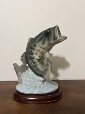 Homco Masterpiece Porcelain Large Mouth Bass Fish Figurine Signed Vintage 1988 picture